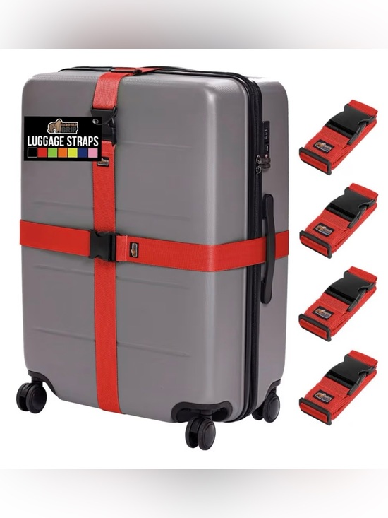 Gorilla Grip Other - Gorilla Grip Red Luggage Straps with Quick-Release Buckles - Set of 4